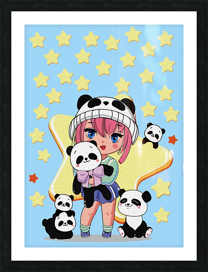 Creative Anime Wall Art | Girls Animal Companions 19 Picture Frame print