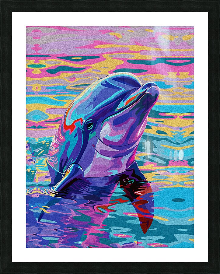 Vibrant Dolphin – Neon Ocean Dream by Ramy Salah Hefny Wall Art