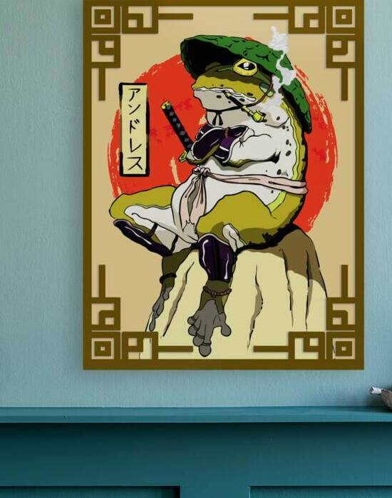 Samurai Frog with Red Sun Aesthetic by Ramy Salah Hefny
