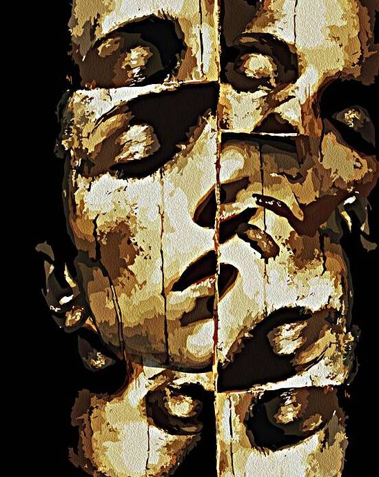 Duality in Gold – Abstract Modern Portrait Wall Art by Ramy Salah Hefny