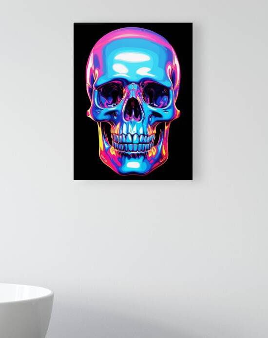 Neon Abstract Skull Wall Art by Ramy Salah Hefny