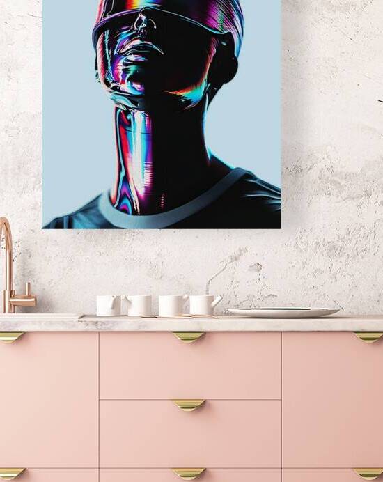 Futuristic Rainbow Chrome Portrait Wall Art by Ramy Salah Hefny