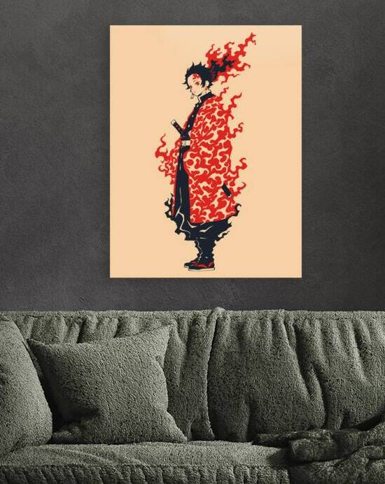 Anime Samurai Wall Art Fiery Warrior by Ramy Salah Hefny