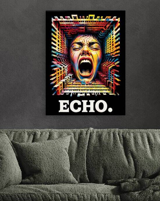 Echo Geometric Scream Vibrant Surreal Art by Ramy Salah Hefny