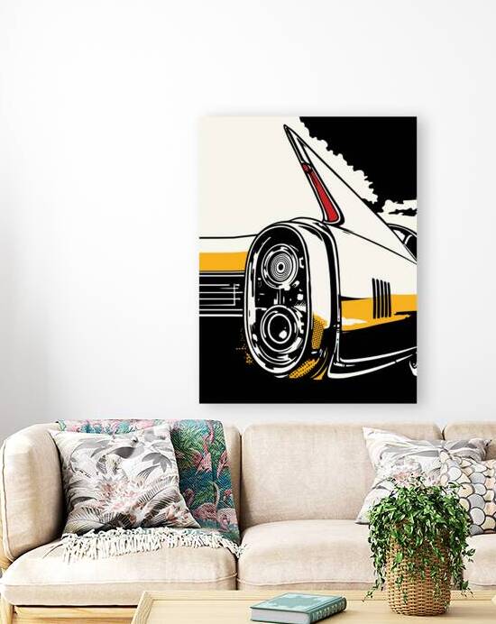 Retro Classic Car Tail Lights Pop Art Illustration Print by Ramy Salah Hefny