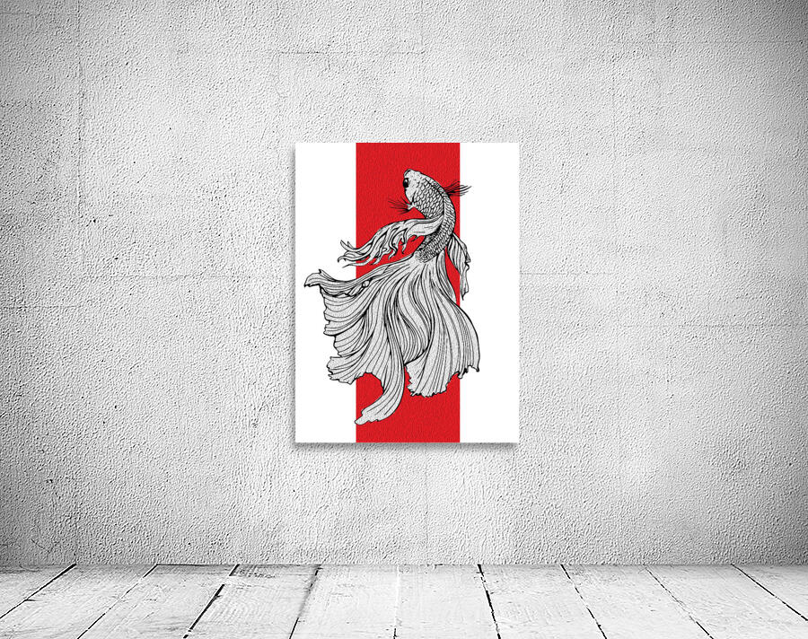 Graceful Betta Fish Line Art – Japanese Minimal Wall Preview