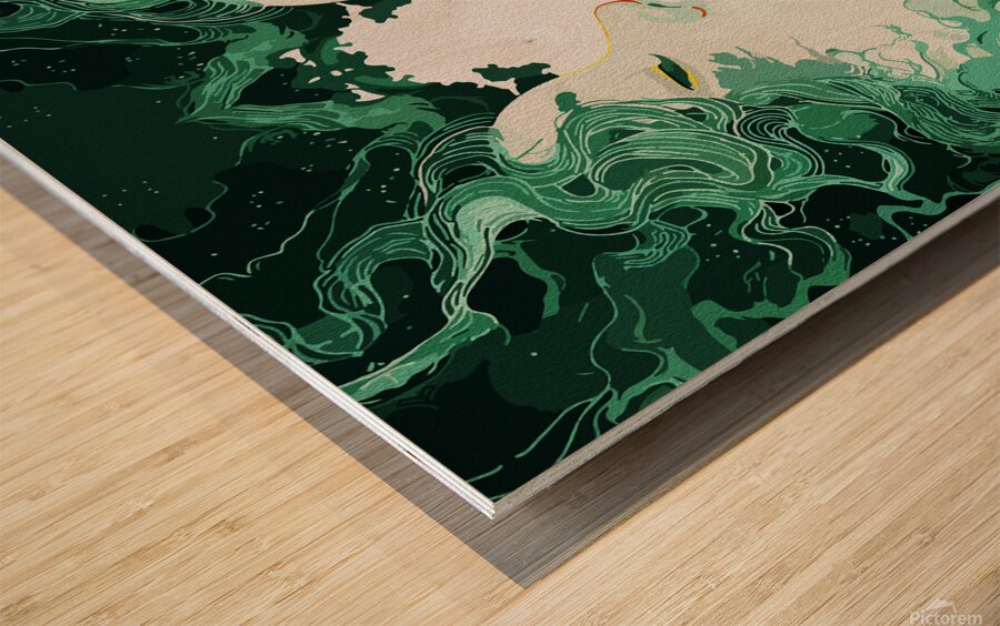 Ethereal Duality – Surreal Mirror Reflection Wood print