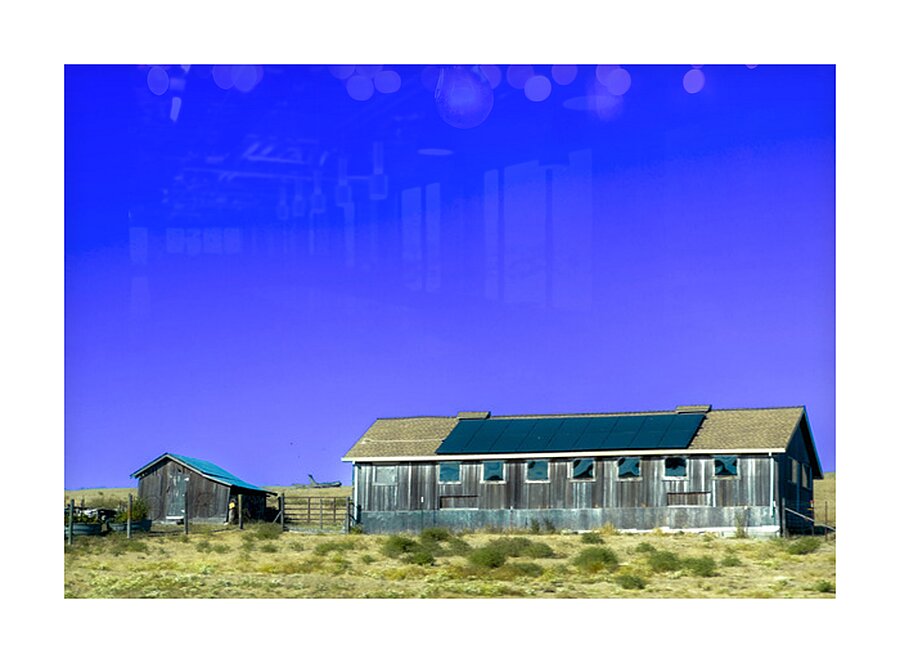 Blue Roof Shed  Picture Frame print