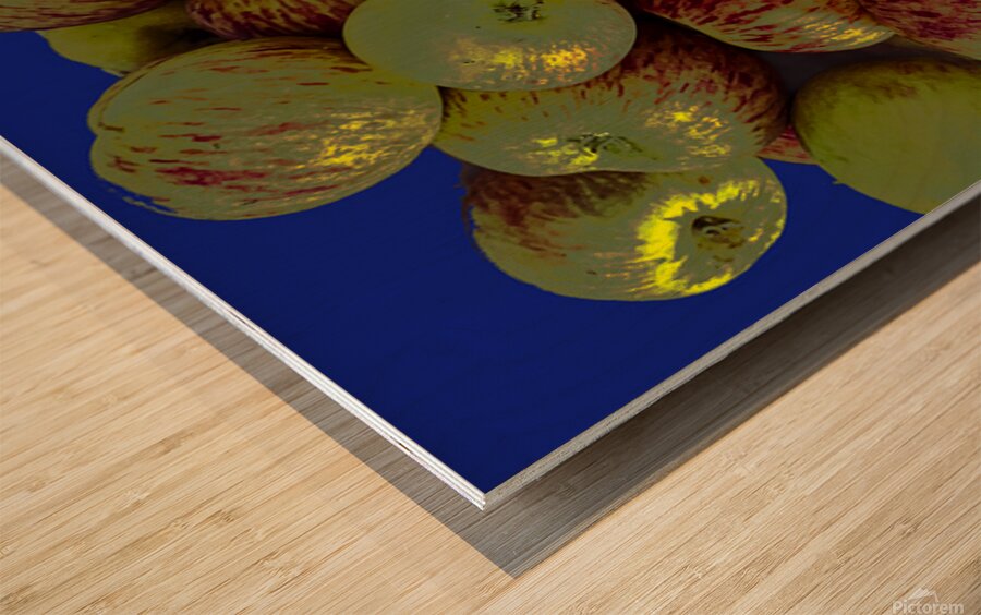 Apples on Blue Wood print