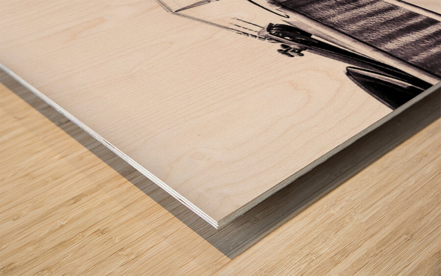 Fiddle in Black and White Wood print