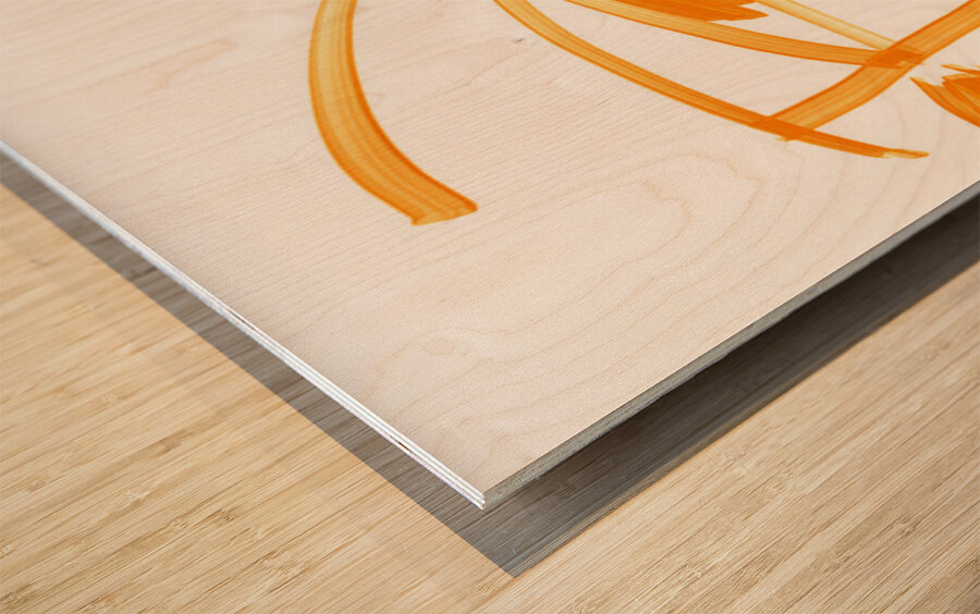 Line Portrait - Tangerine Wood print