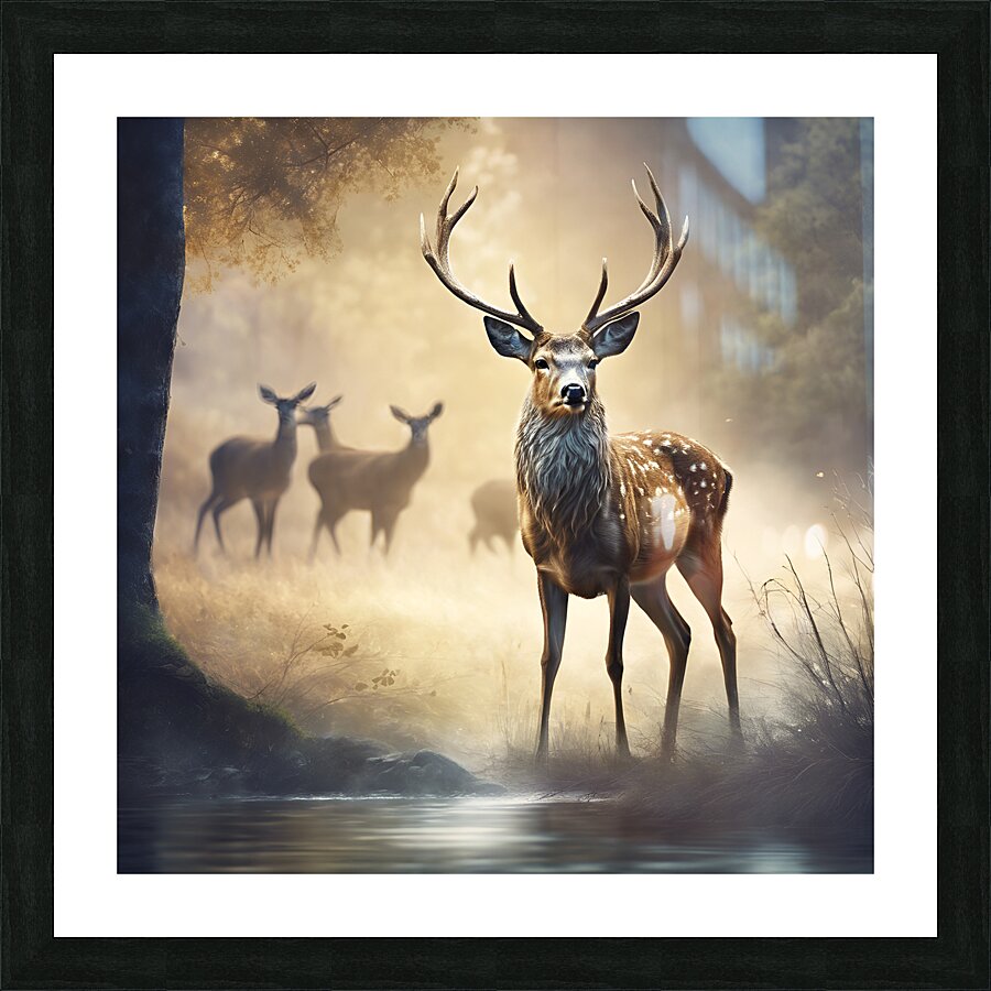 a deer. An expression of the freedom of animals and the beauty of nature. Picture Frame print