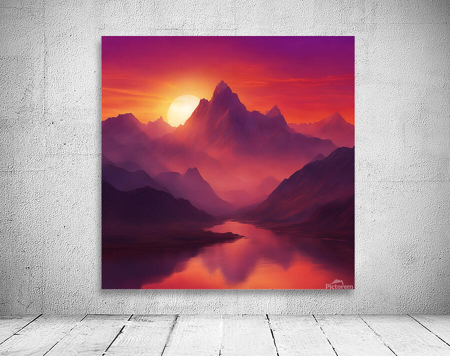  the sun setting over towering mountain 1 Wall Preview
