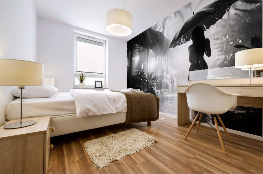 Under torrential downpour Mural print