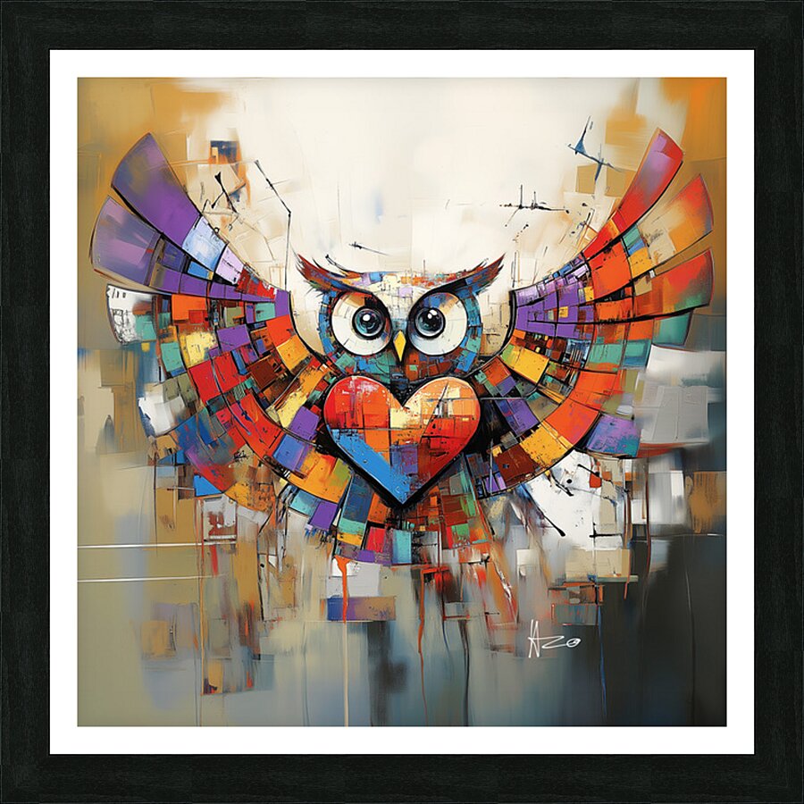 Owl Heart Picture Frame print