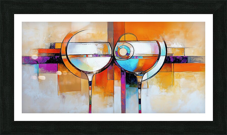 Kissing Wine Glasses Picture Frame print