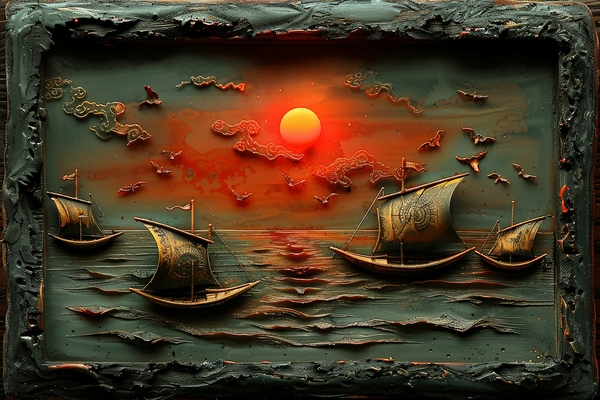 Enchanted Harbor at Dusk: A Wax Art Odyssey Digital Download