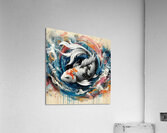 Serenity Amidst Chaos: The Koi Fish Enigma Acrylic Print