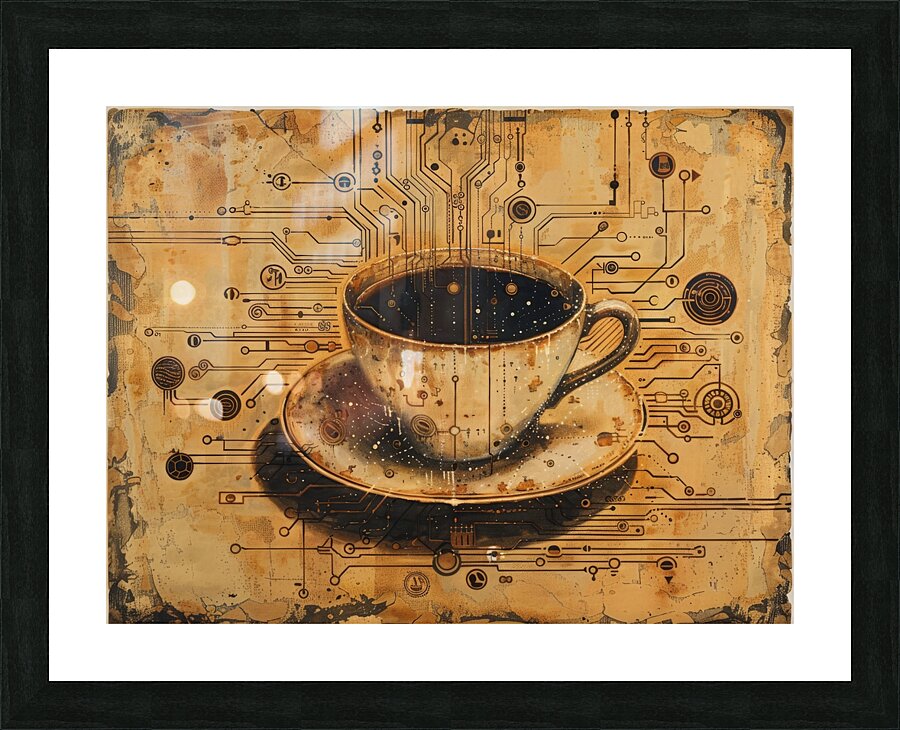 Digital Renaissance: Coffee Cup Revival 4 Picture Frame print