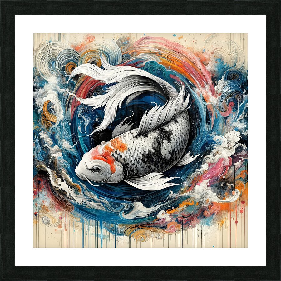 Serenity Amidst Chaos: The Koi Fish Enigma Picture Frame print