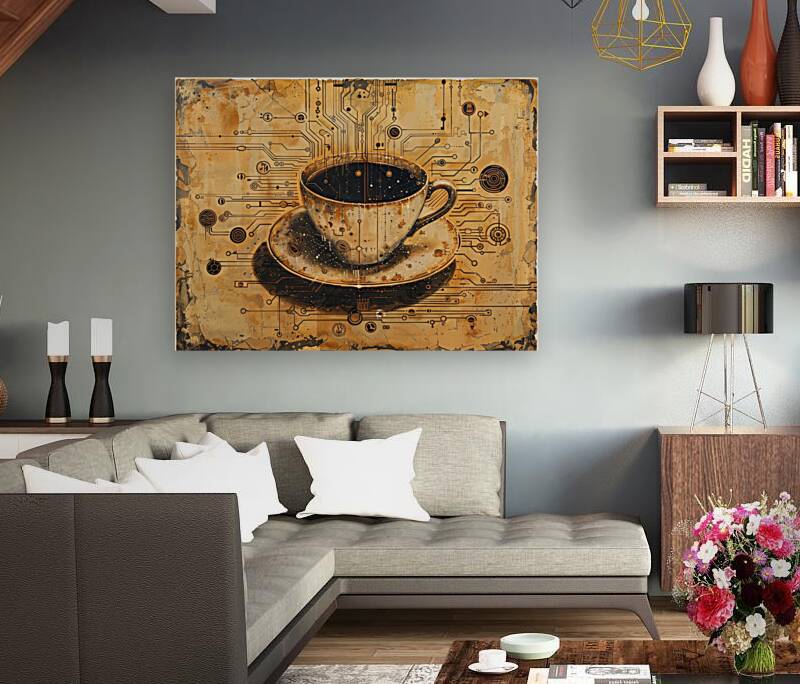 Digital Renaissance: Coffee Cup Revival 4 Reproduction