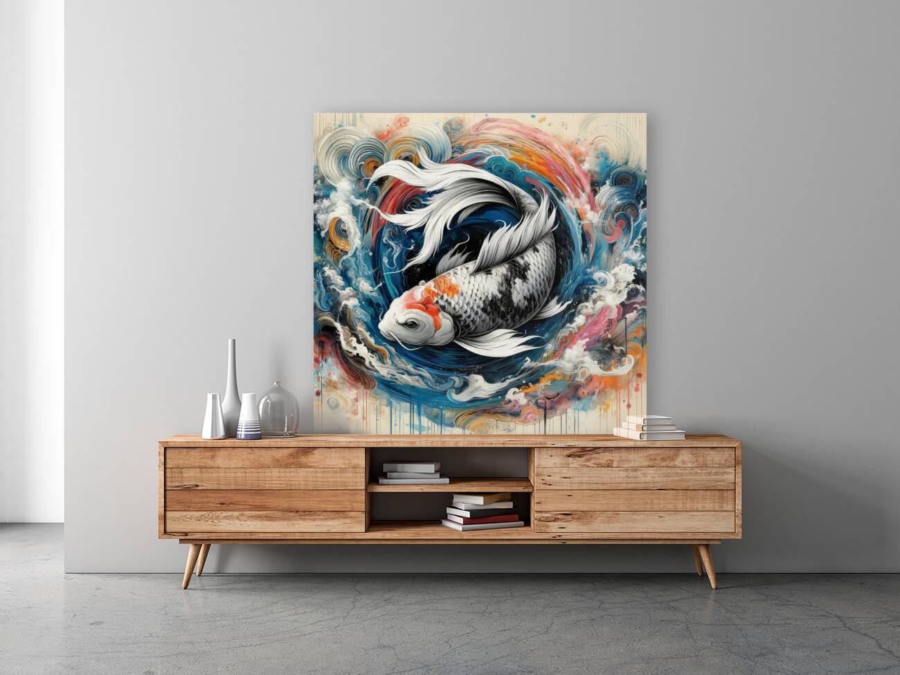 Serenity Amidst Chaos: The Koi Fish Enigma Reproduction