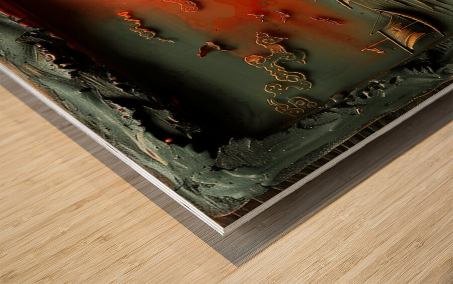 Enchanted Harbor at Dusk: A Wax Art Odyssey Wood print