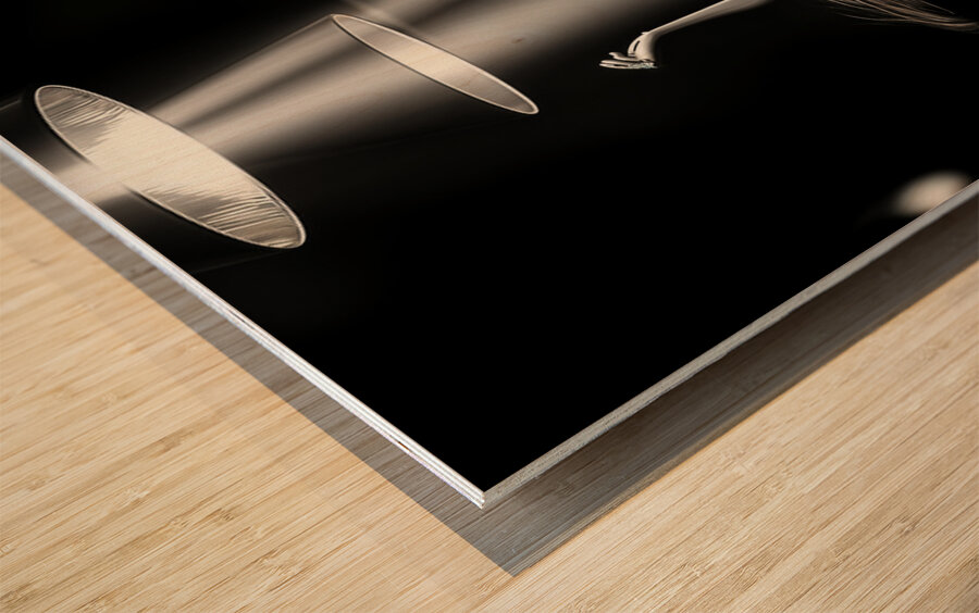 Fine Art High Contrast Photography Dancer Mid Leap Spotlight Red Color Accent Dramatic Movement Art Wood print