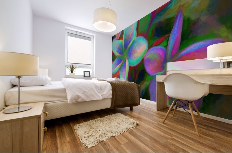 Painterly Frangipanis Mural print