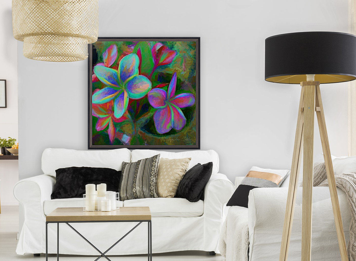 Painterly Frangipanis Reproduction