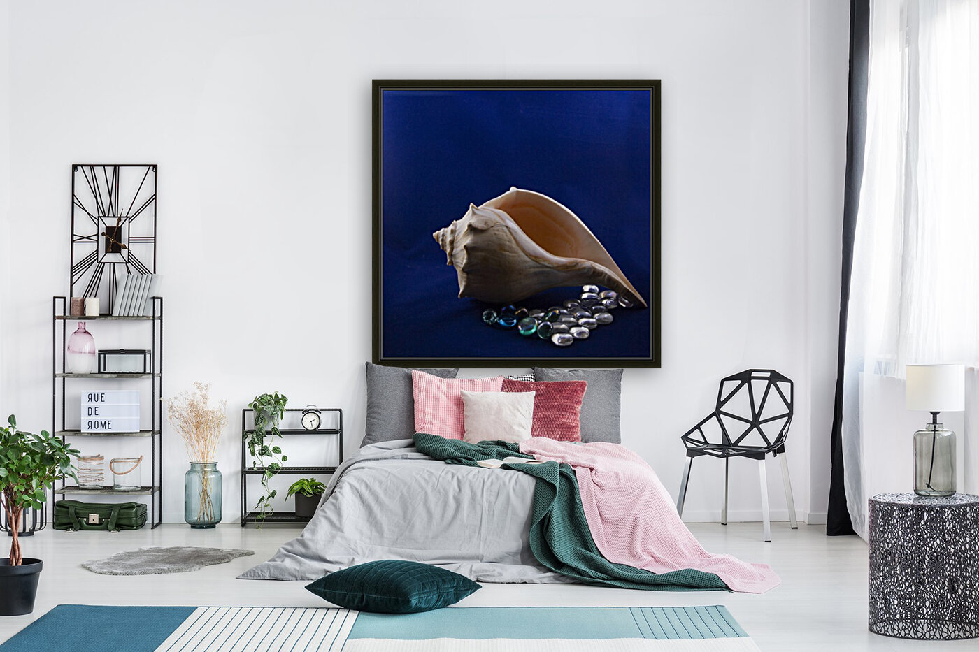 Single Conch Shell With Colored Glass  Reproduction