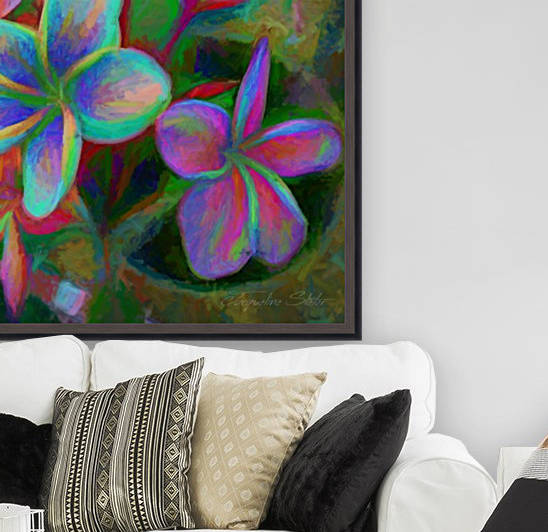 Painterly Frangipanis by Jacqueline Sleter