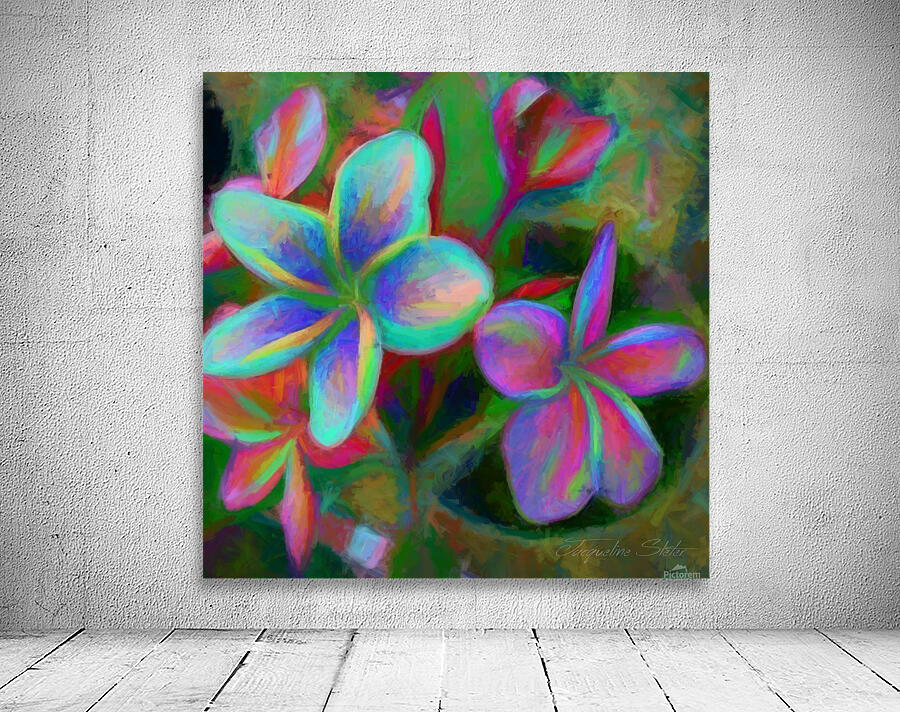 Painterly Frangipanis Wall Preview