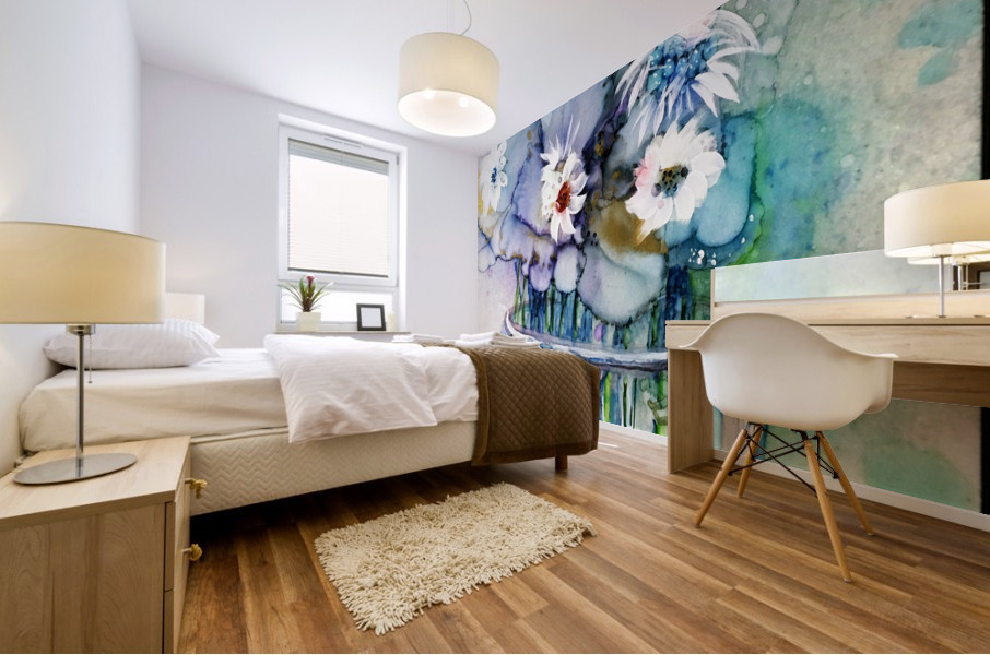 Blue Floral Mural print