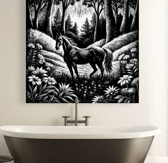 caballo realista en medio de un hermoso bosque fl by leo bach