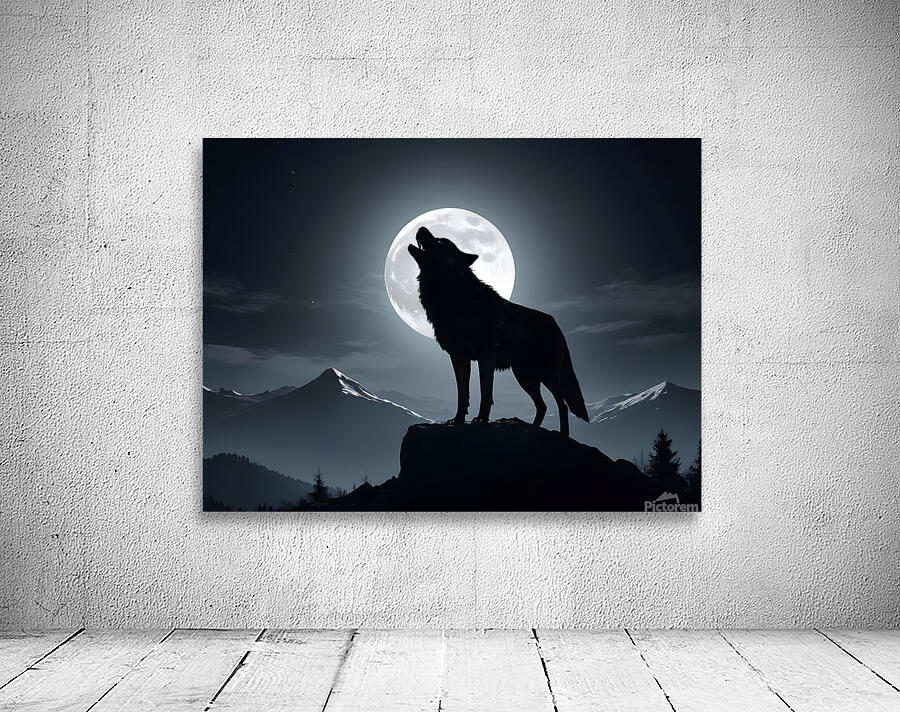 wolf howling at night Wall Preview