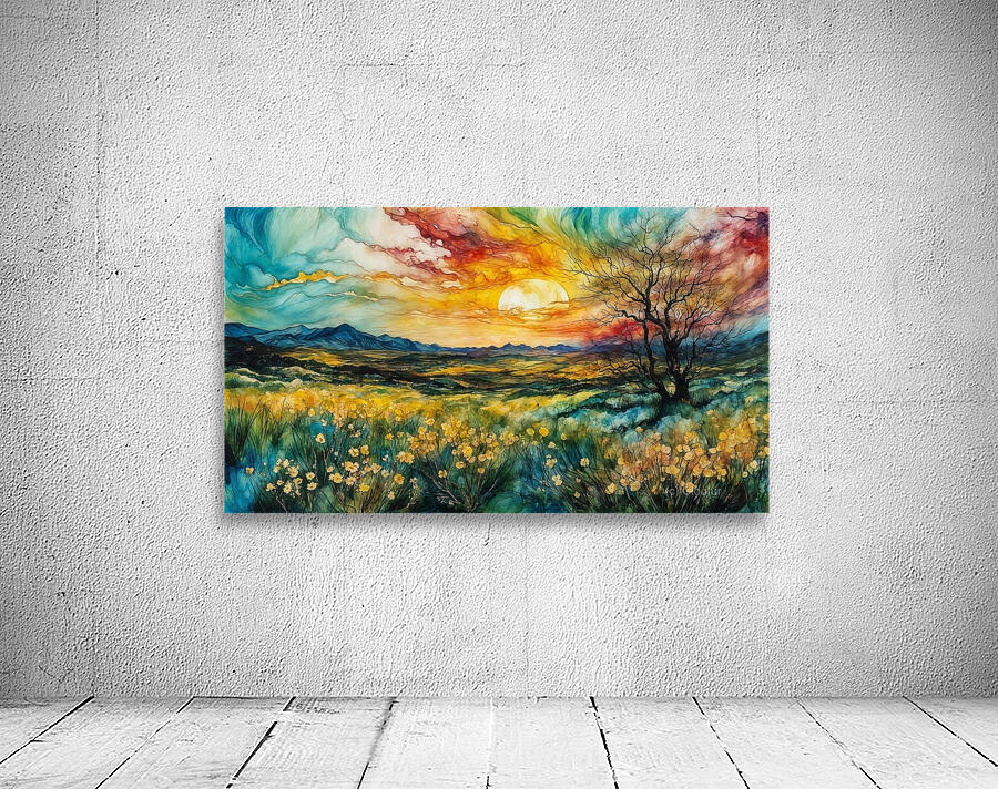 Alcohol Ink Sunset Wall Preview