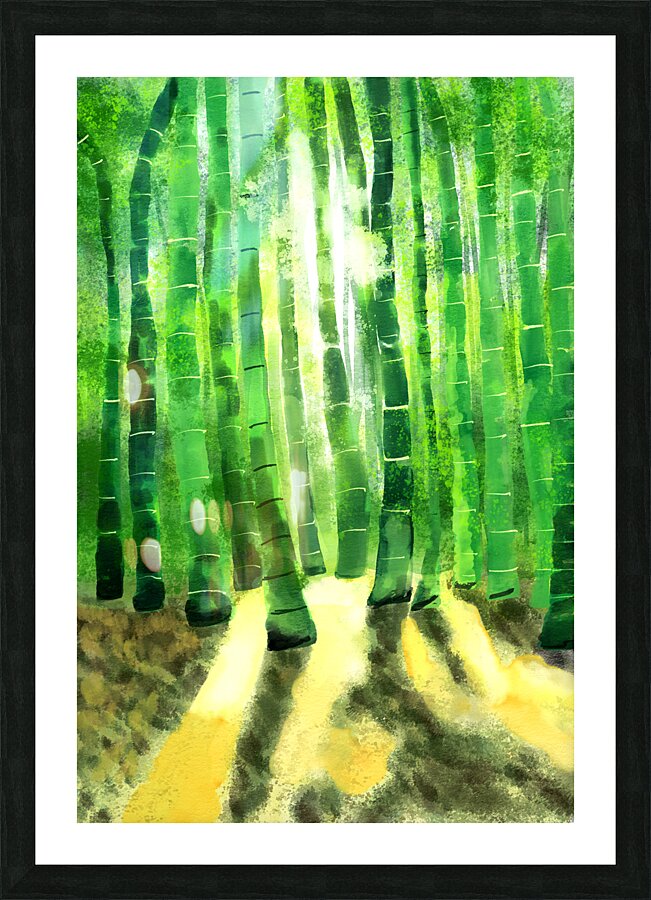 Bamboo tree in the forest with sunlight Picture Frame print