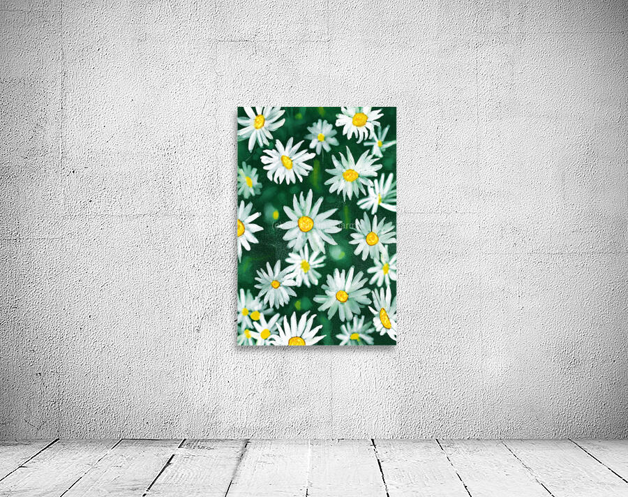 White Daisy Flower Gouache Pattern Wall Preview
