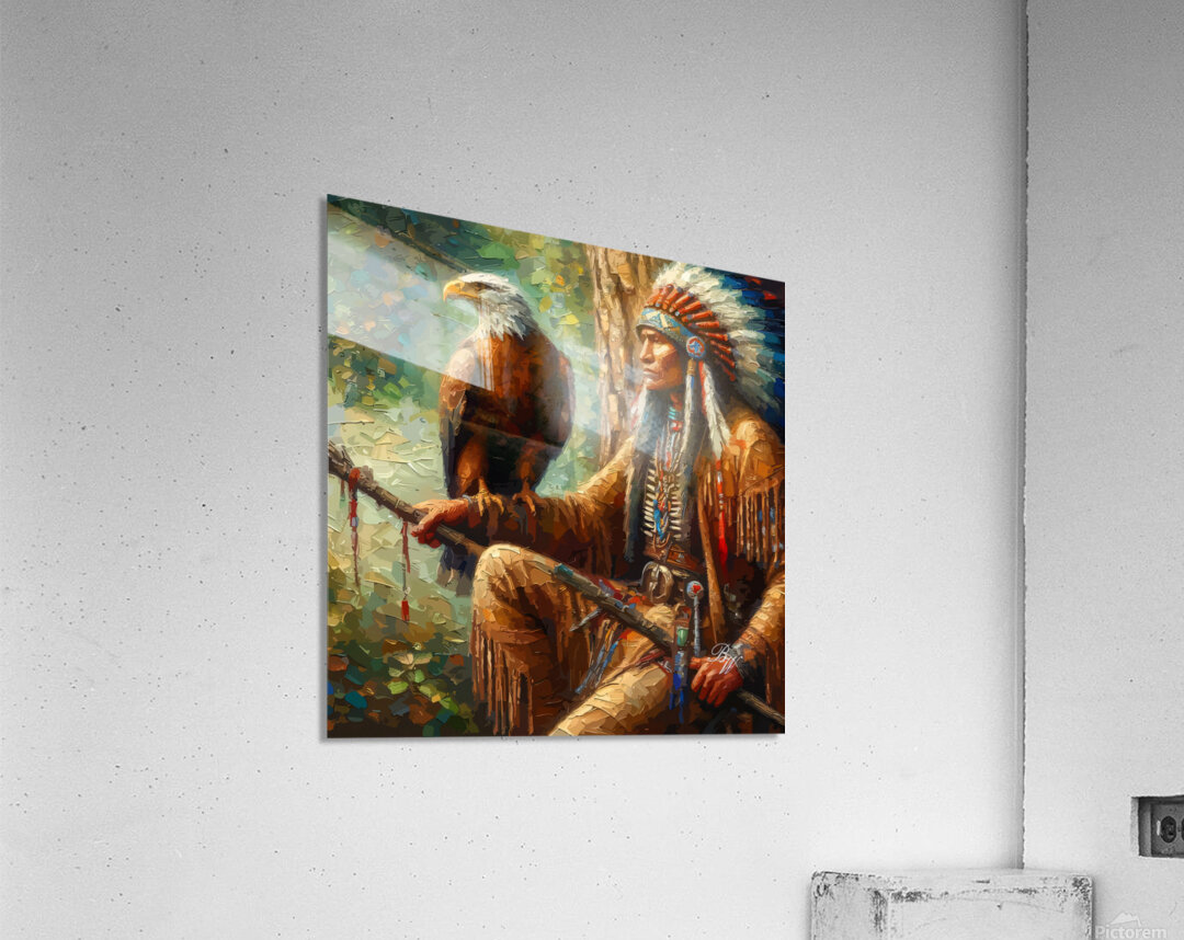 Native American Indian and Eagle by Billy Wayne Wall Art