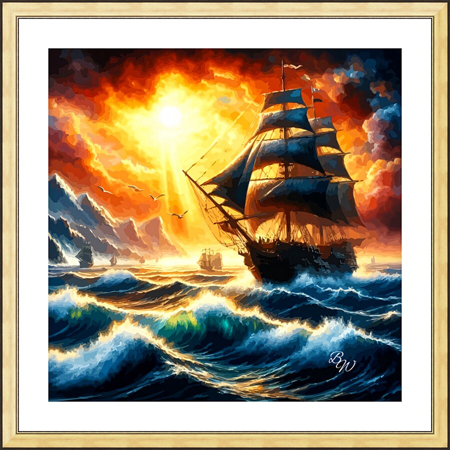  Fire at Sea Picture Frame print