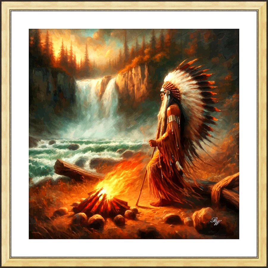 Fire by the Falls  Picture Frame print
