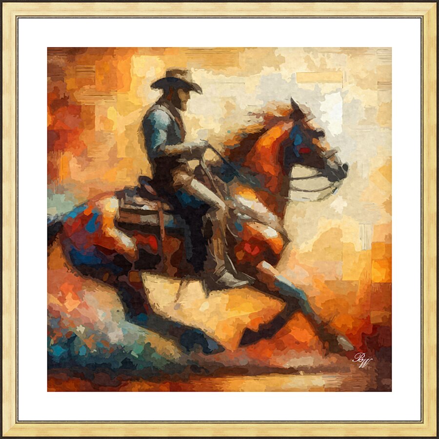 Galloping Cowboy Picture Frame print