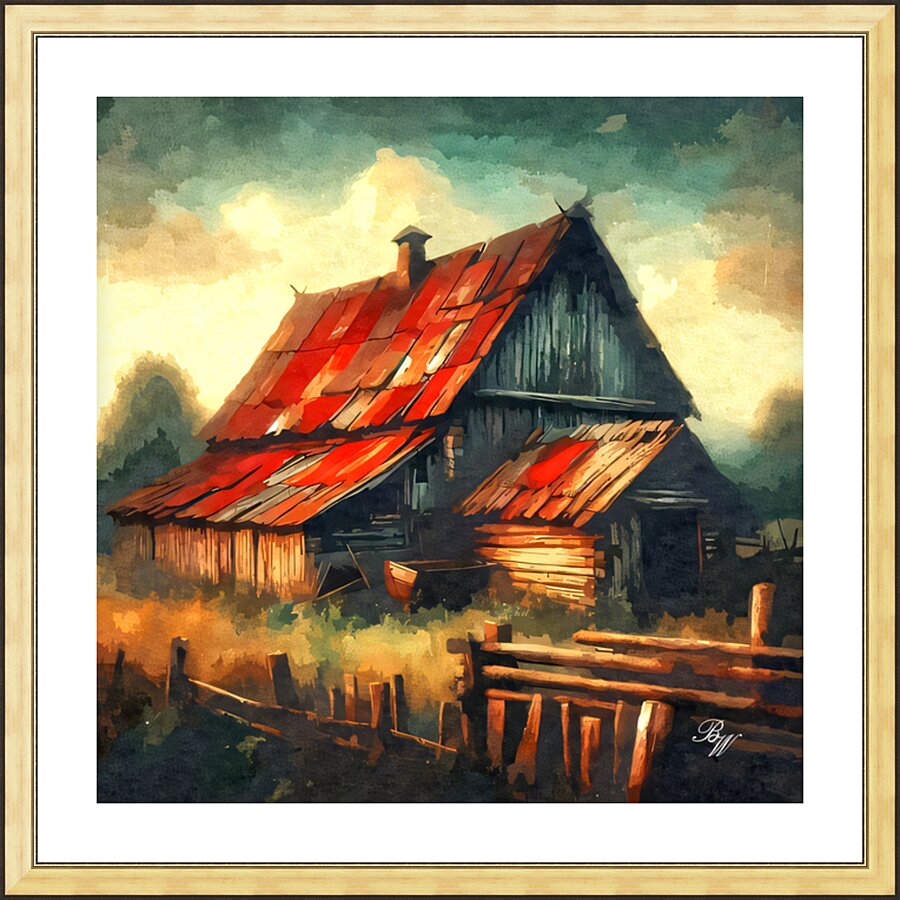 Old Barn with Red Roof Picture Frame print