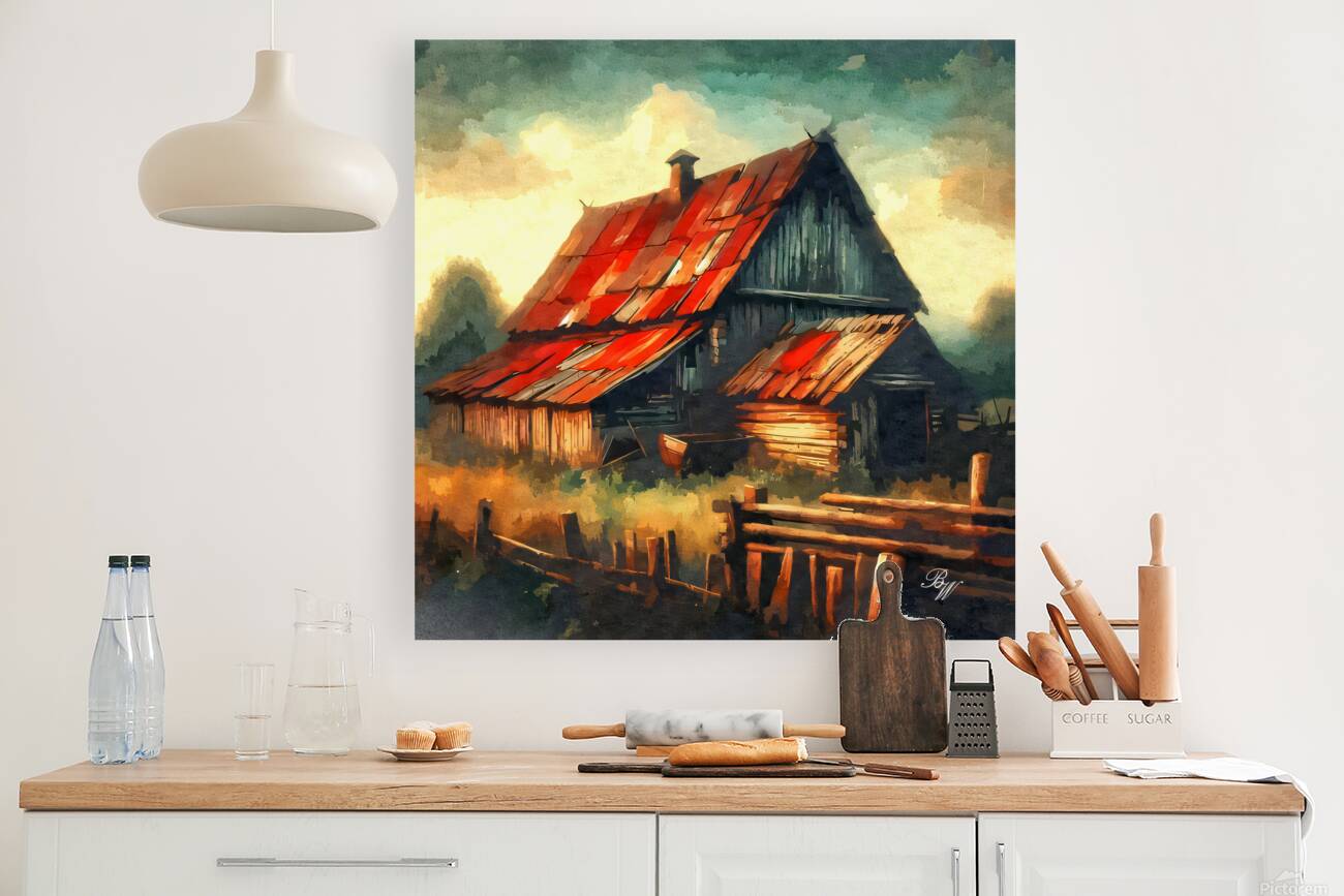 Old Barn with Red Roof Reproduction