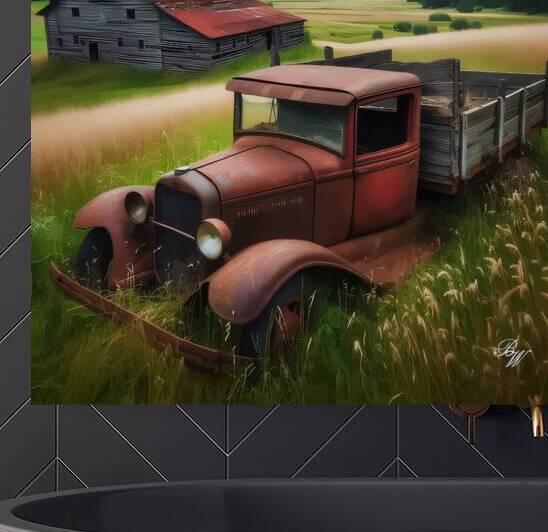 Broken Down Antique Truck In The Grass by Billy Wayne
