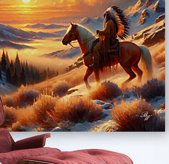 Native American Indian On Mountain 8 by Billy Wayne