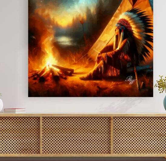 Native American Woman by the campfire by Billy Wayne