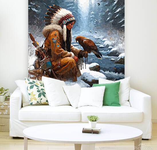 Native American Young Woman with Hawk by Billy Wayne