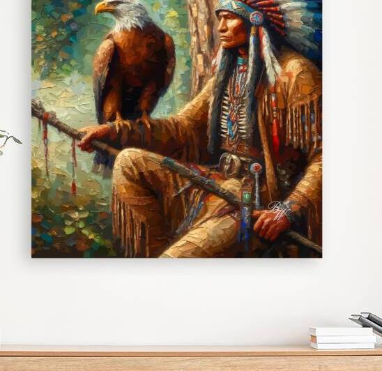 Native American Indian and Eagle by Billy Wayne